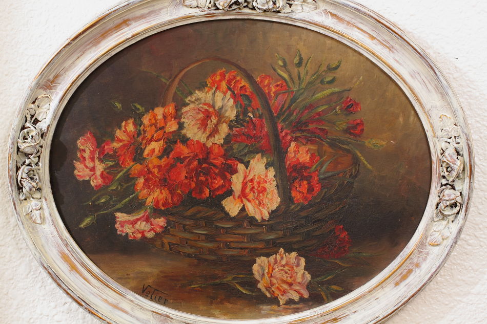 BASKET FLOWERS / oil painting