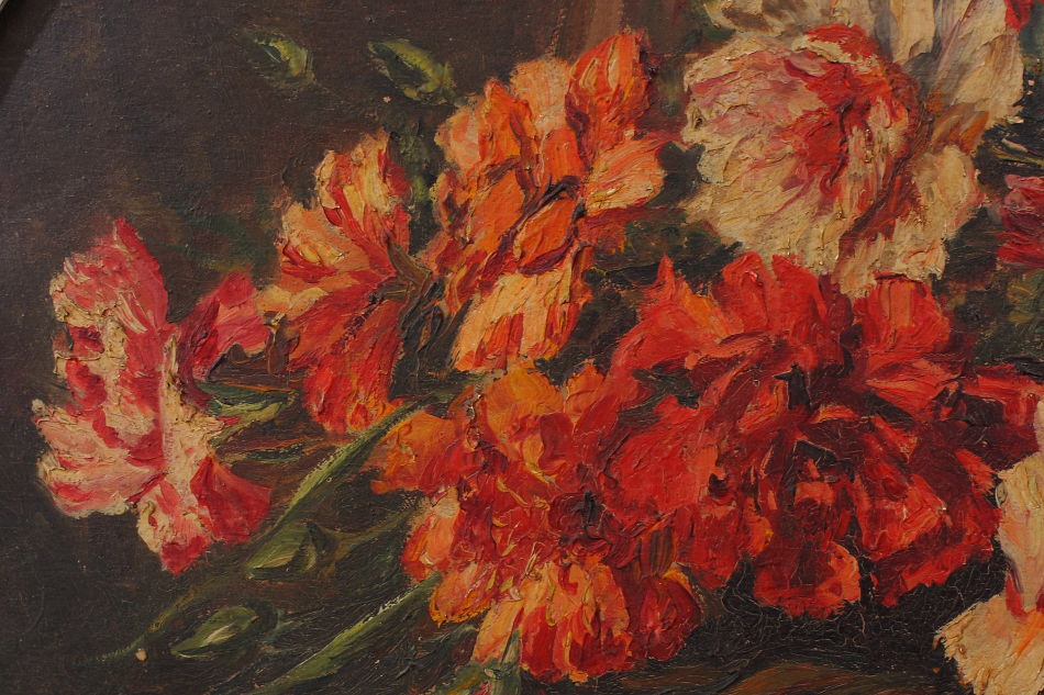 BASKET FLOWERS / oil painting