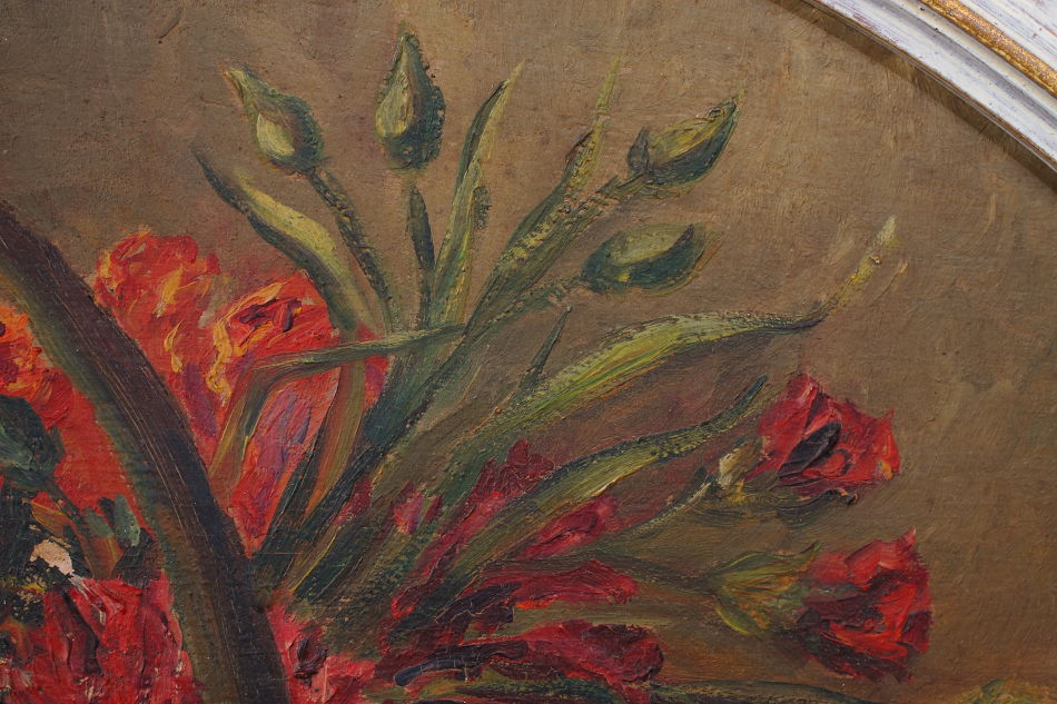 BASKET FLOWERS / oil painting