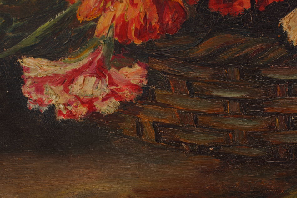 BASKET FLOWERS / oil painting