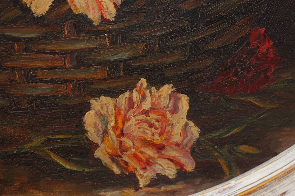 BASKET FLOWERS / oil painting