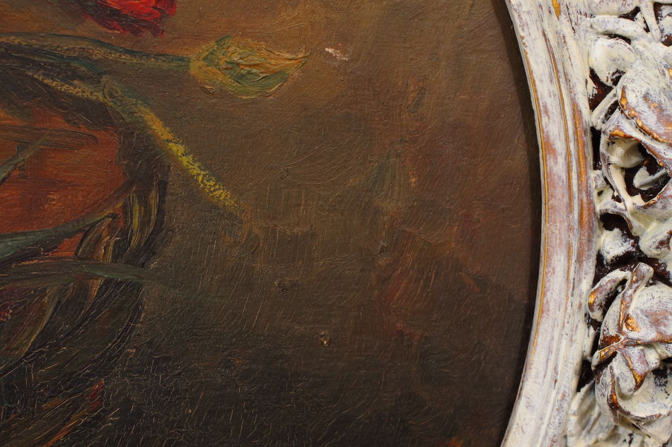 BASKET FLOWERS / oil painting