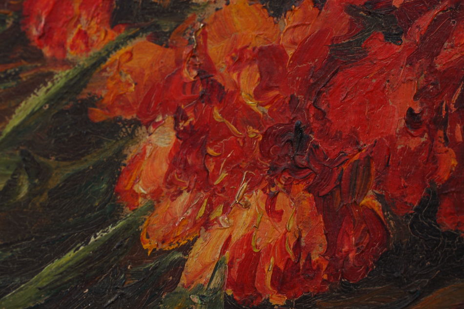 BASKET FLOWERS / oil painting