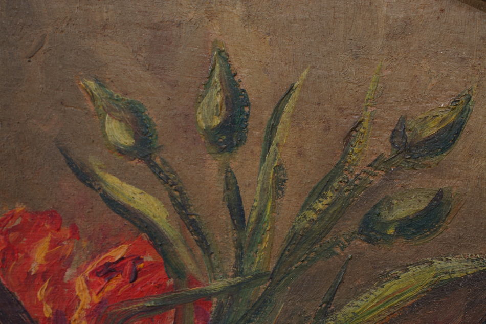 BASKET FLOWERS / oil painting