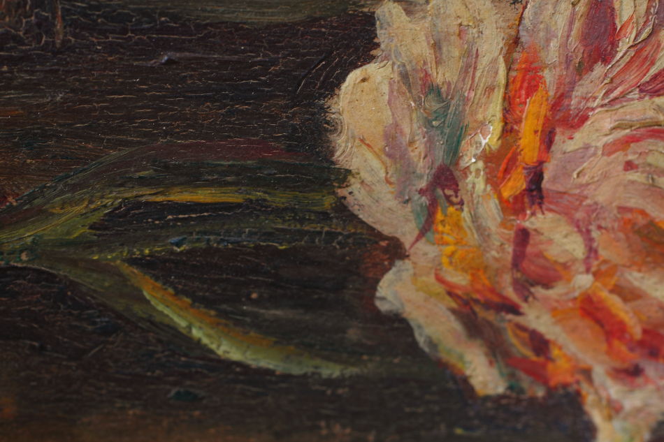 BASKET FLOWERS / oil painting