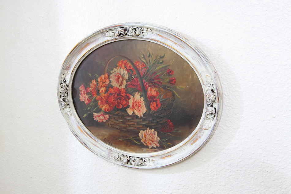 BASKET FLOWERS / oil painting