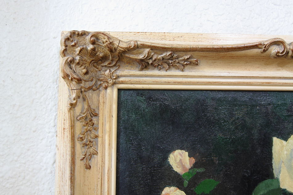 White roses with a small pixie / oil painting