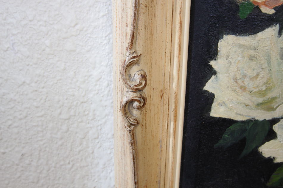 White roses with a small pixie / oil painting