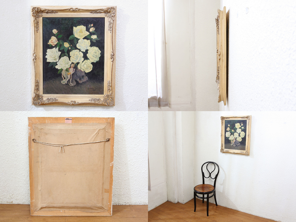 White roses with a small pixie / oil painting
