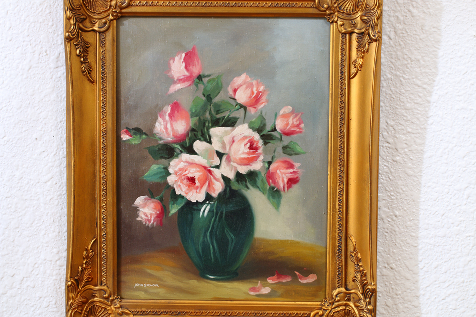 Still Life with pink Roses / oil painting