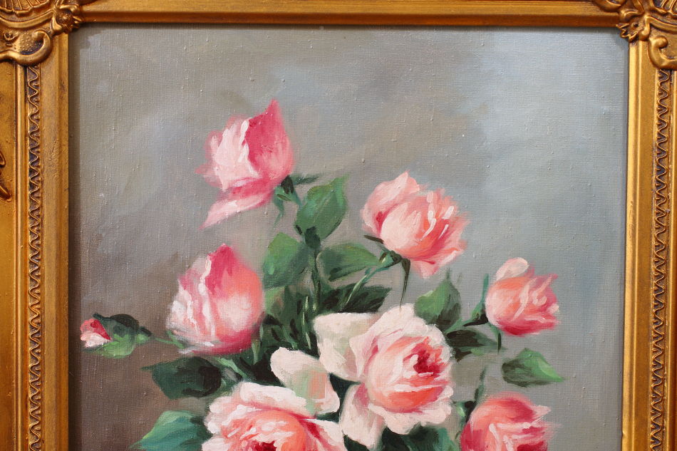 Still Life with pink Roses / oil painting