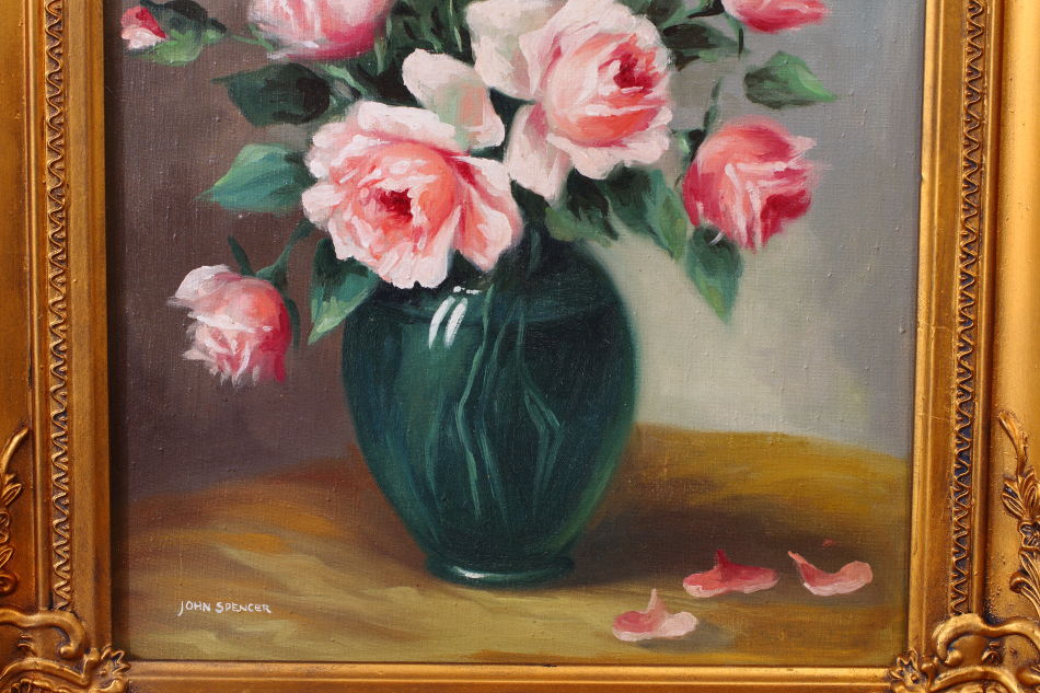 Still Life with pink Roses / oil painting