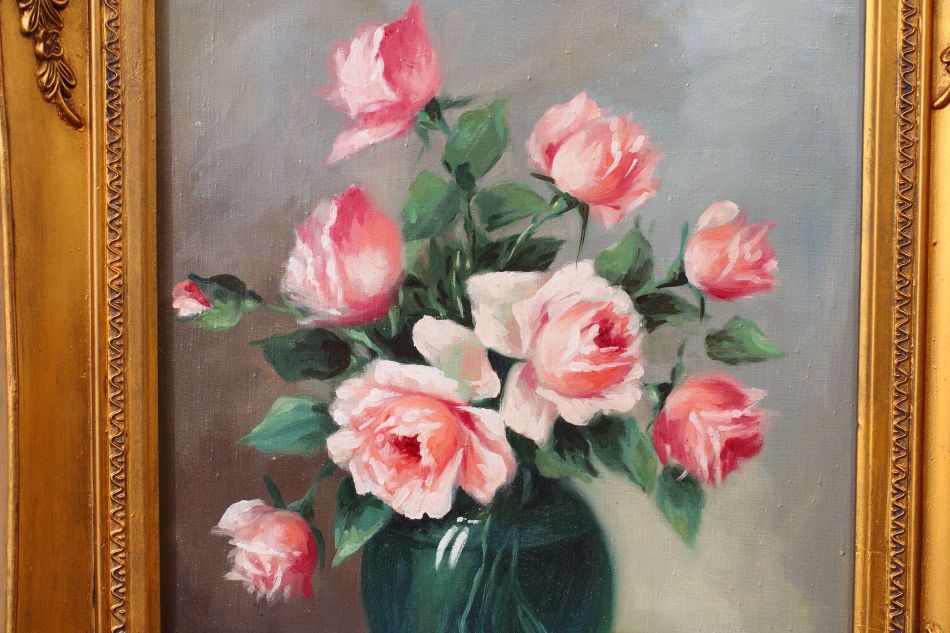 Still Life with pink Roses / oil painting