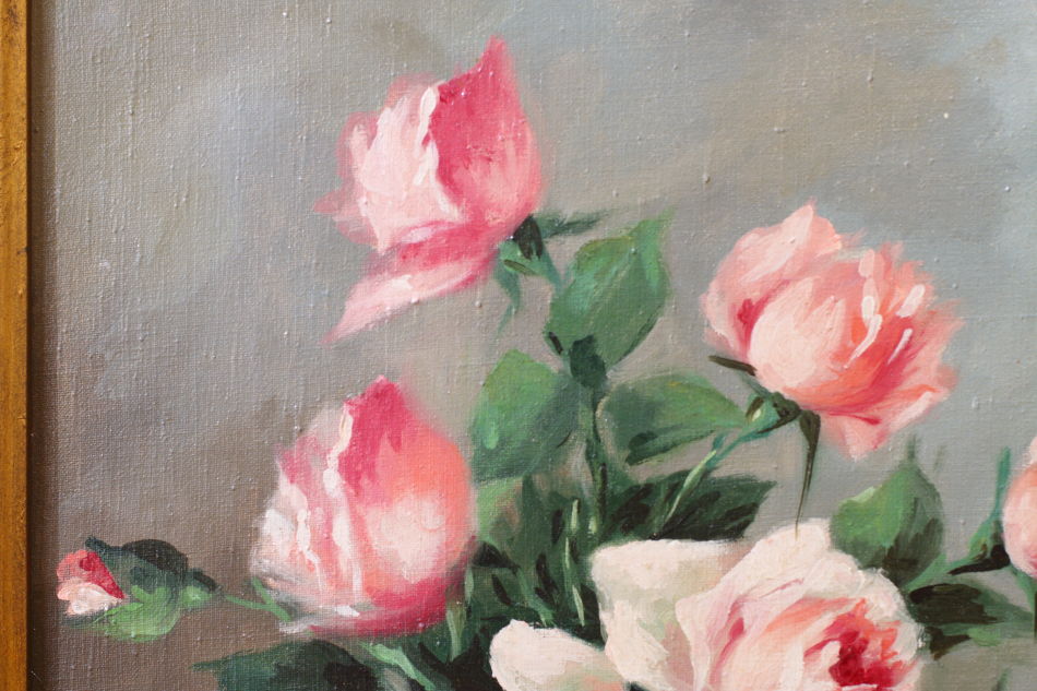 Still Life with pink Roses / oil painting