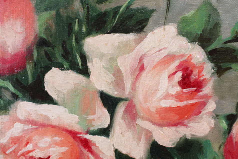 Still Life with pink Roses / oil painting