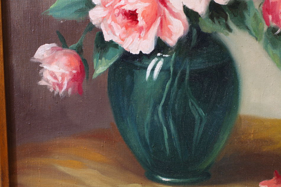Still Life with pink Roses / oil painting