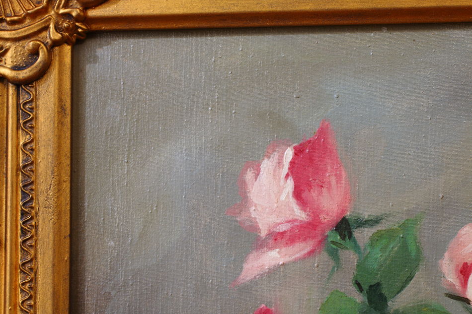 Still Life with pink Roses / oil painting