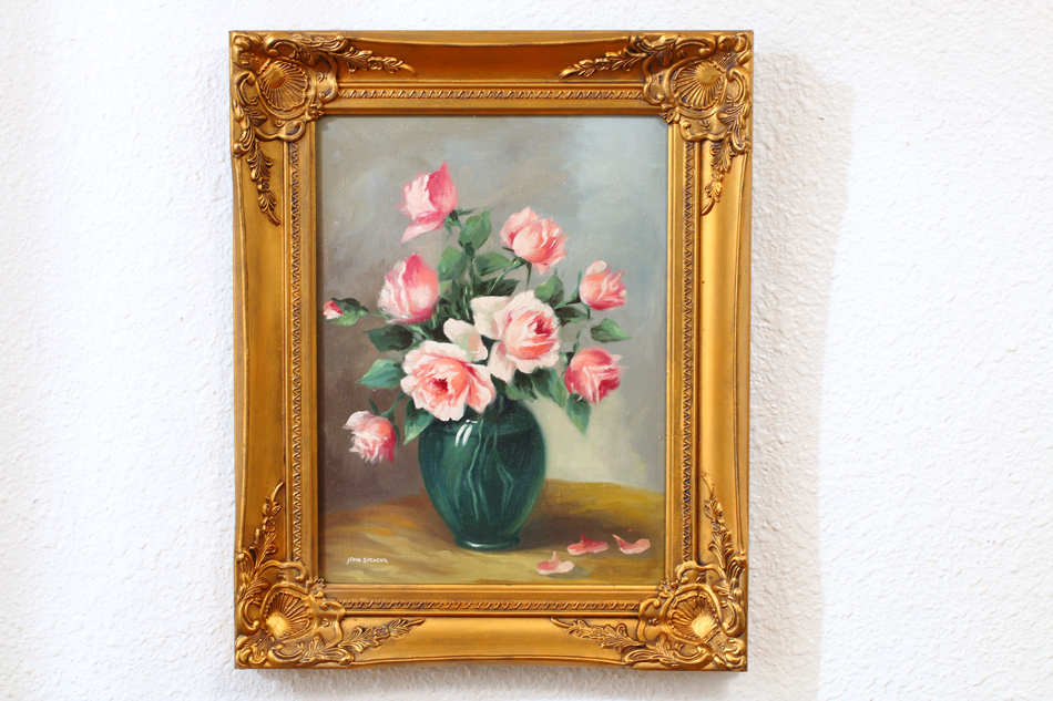 Still Life with pink Roses / oil painting