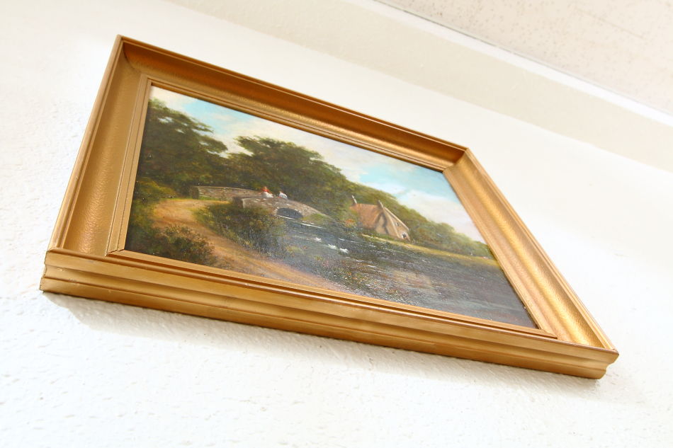 IRISH MAIDENS ON A BRIDGE Nr.TRALEE / oil painting