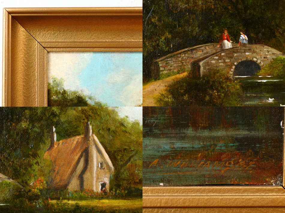 IRISH MAIDENS ON A BRIDGE Nr.TRALEE / oil painting
