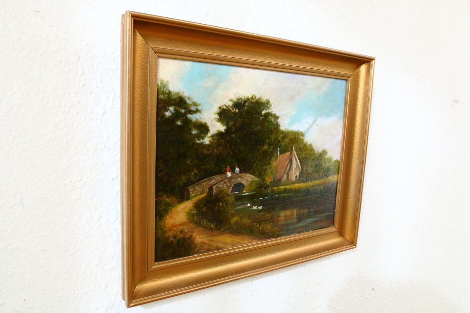 IRISH MAIDENS ON A BRIDGE Nr.TRALEE / oil painting