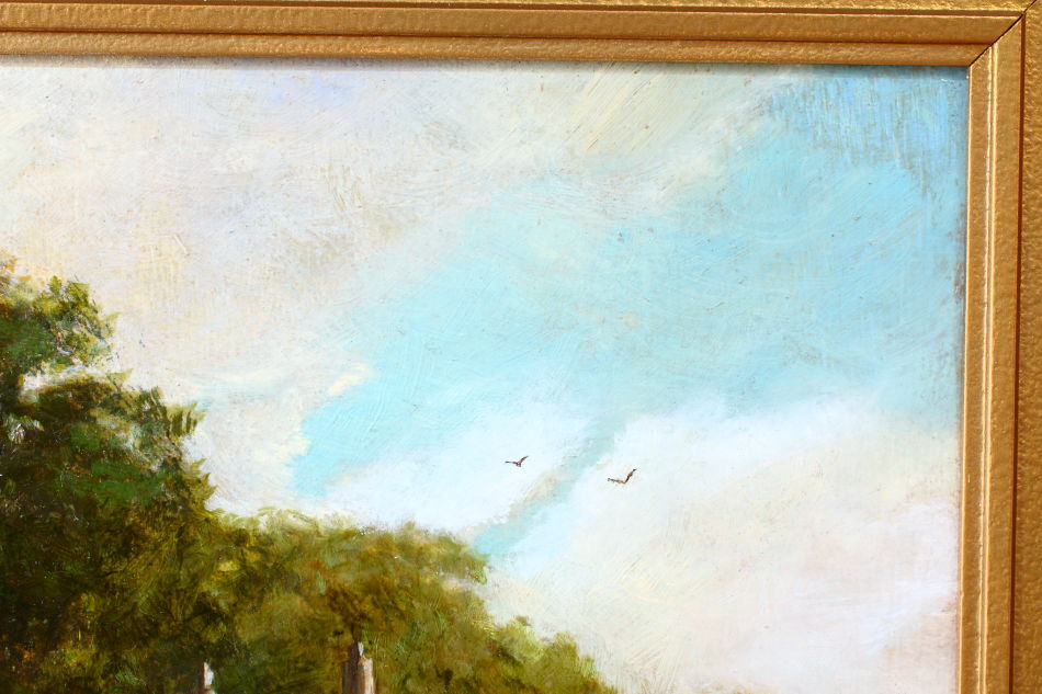 IRISH MAIDENS ON A BRIDGE Nr.TRALEE / oil painting