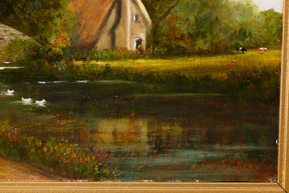 IRISH MAIDENS ON A BRIDGE Nr.TRALEE / oil painting