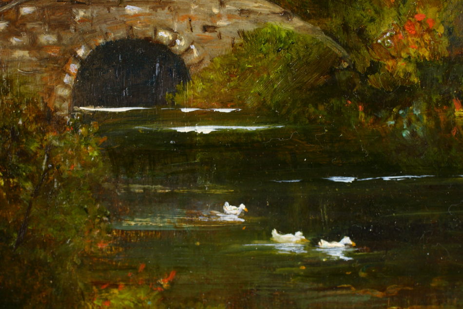 IRISH MAIDENS ON A BRIDGE Nr.TRALEE / oil painting