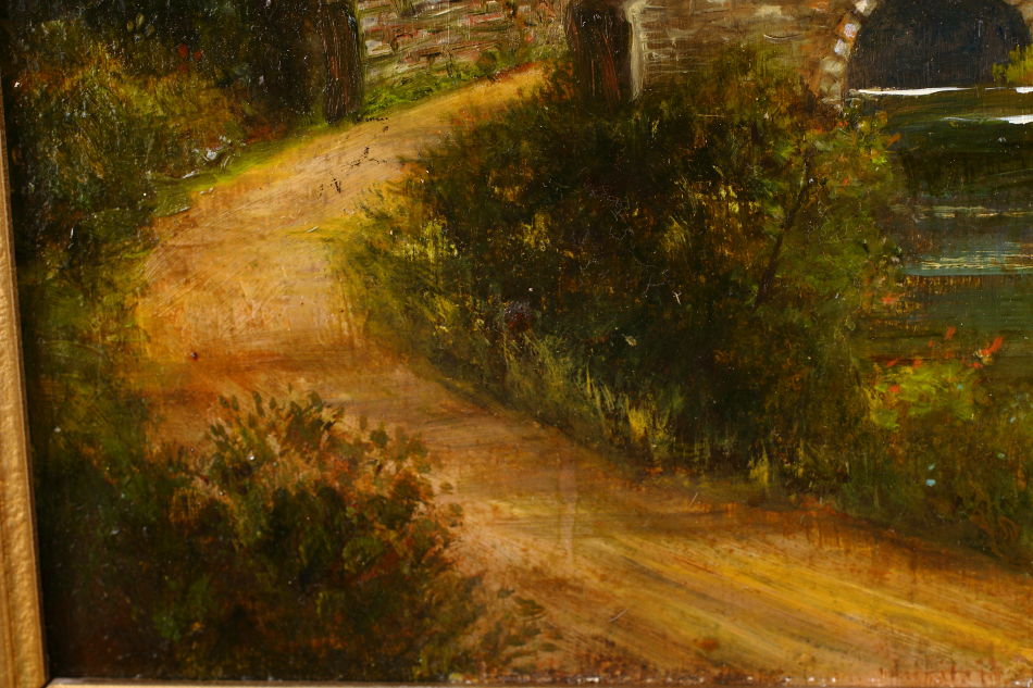 IRISH MAIDENS ON A BRIDGE Nr.TRALEE / oil painting