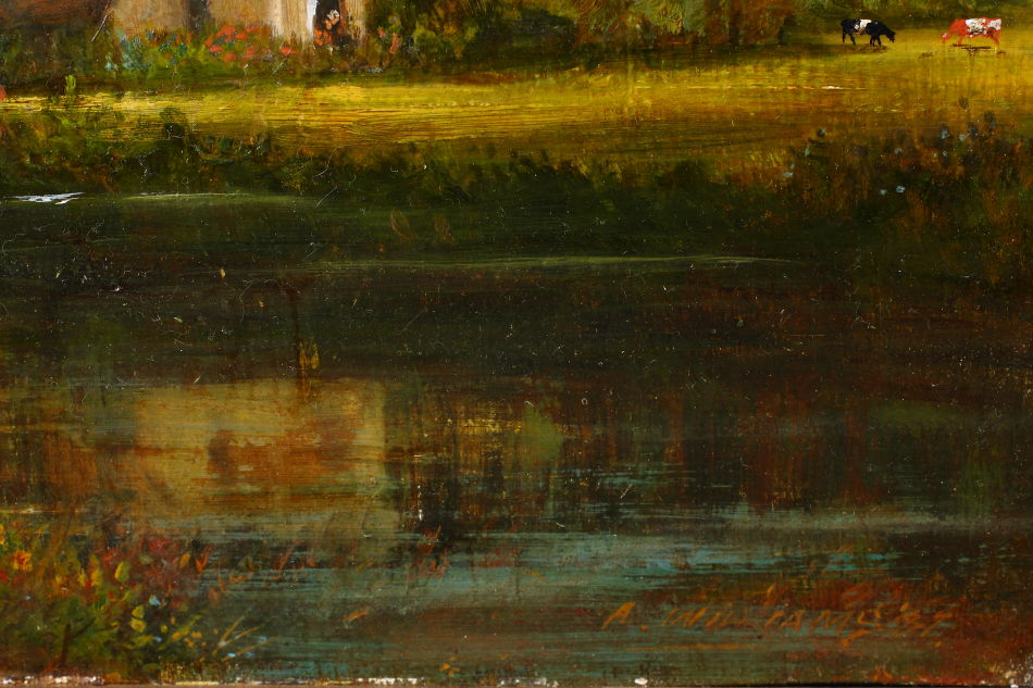 IRISH MAIDENS ON A BRIDGE Nr.TRALEE / oil painting