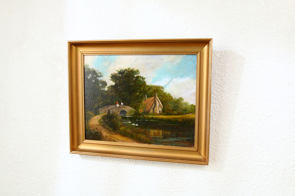 IRISH MAIDENS ON A BRIDGE Nr.TRALEE / oil painting