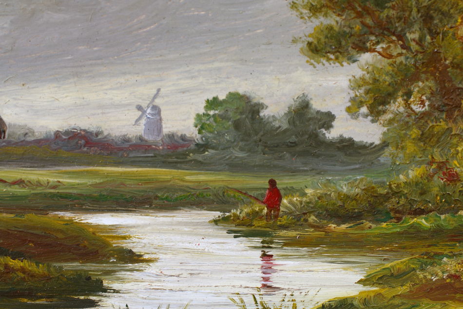 Horses Grazing in a Rural Landscape / oil painting