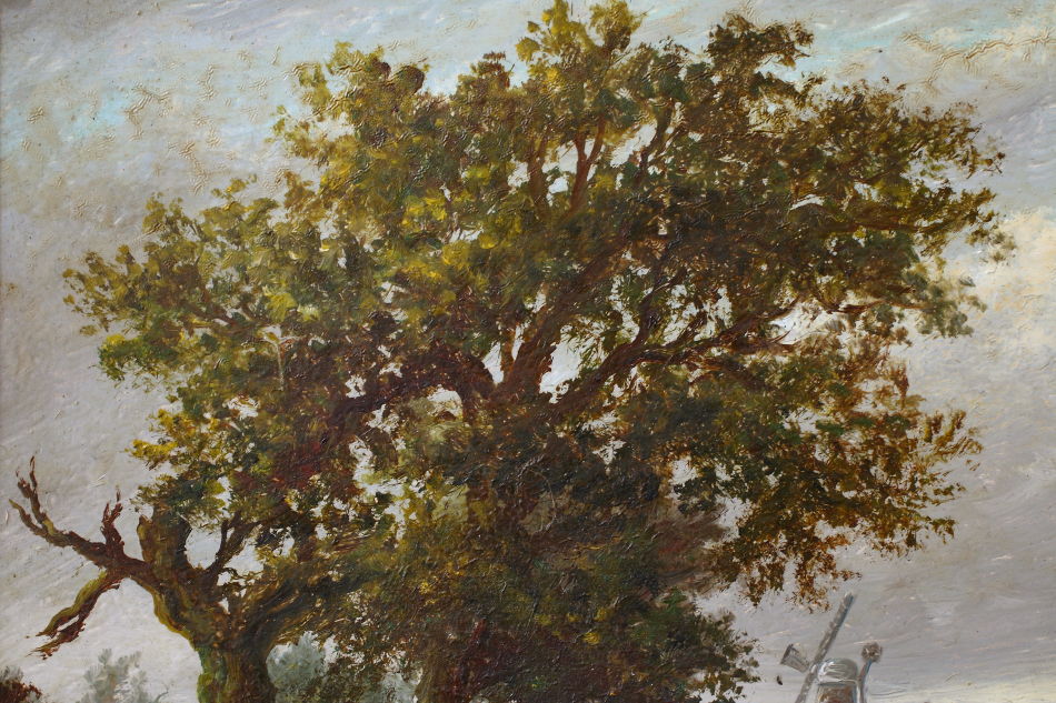 Horses Grazing in a Rural Landscape / oil painting