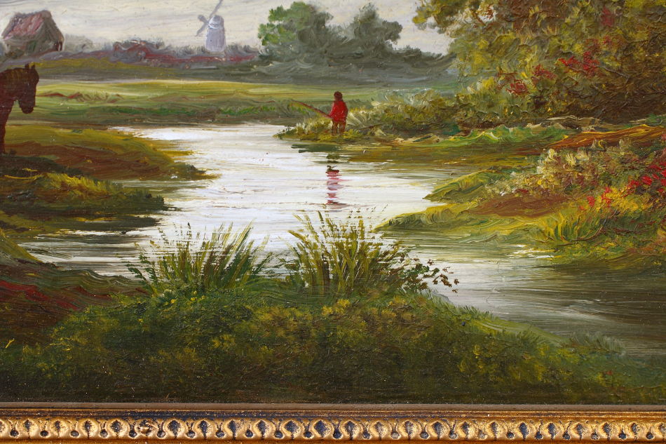 Horses Grazing in a Rural Landscape / oil painting