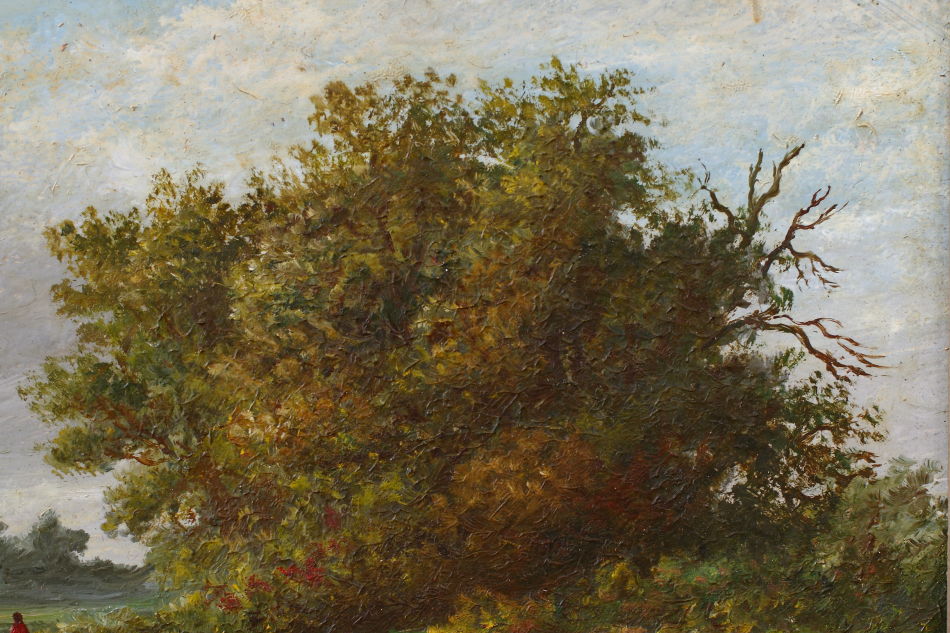 Horses Grazing in a Rural Landscape / oil painting