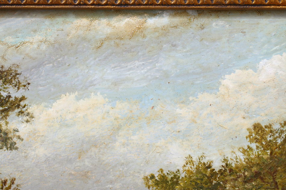 Horses Grazing in a Rural Landscape / oil painting