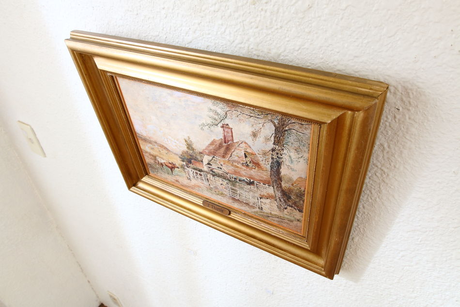 Cattle & Figure by a Rural Cottage / Water Colour 