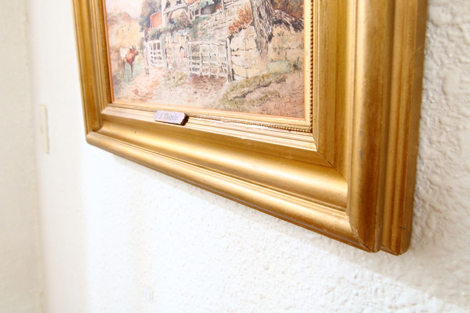 Cattle & Figure by a Rural Cottage / Water Colour 