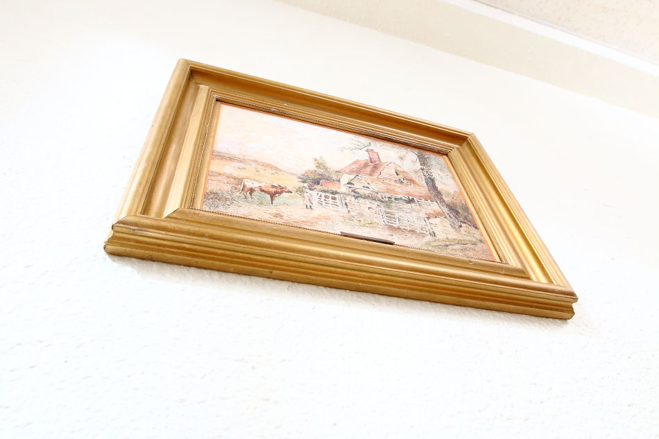 Cattle & Figure by a Rural Cottage / Water Colour 