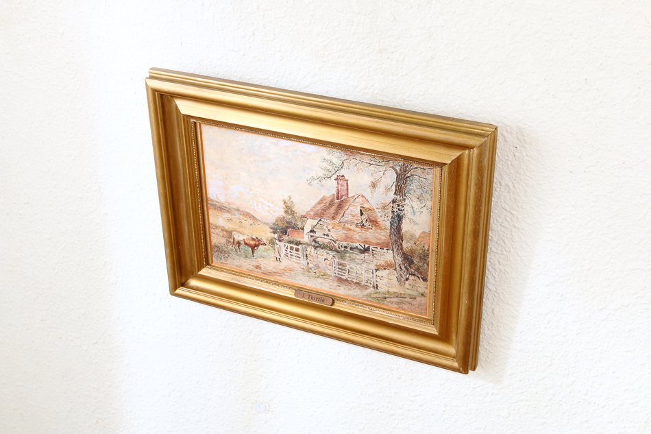 Cattle & Figure by a Rural Cottage / Water Colour 