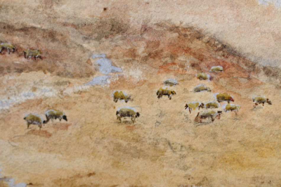 Cattle & Figure by a Rural Cottage / Water Colour 