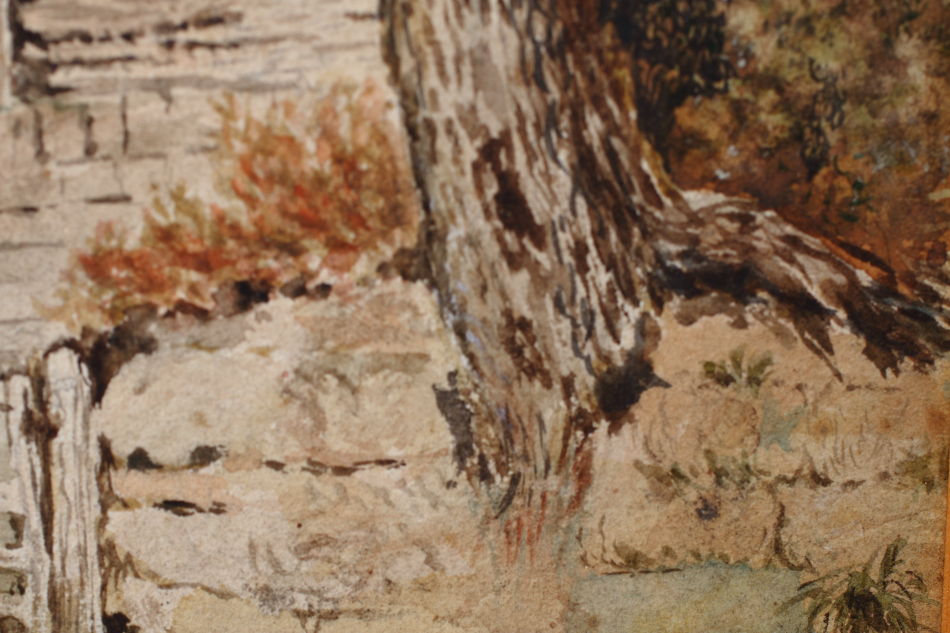 Cattle & Figure by a Rural Cottage / Water Colour 
