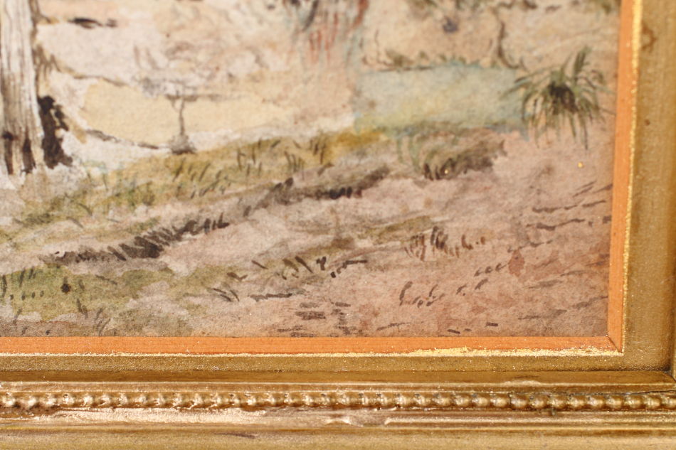 Cattle & Figure by a Rural Cottage / Water Colour 