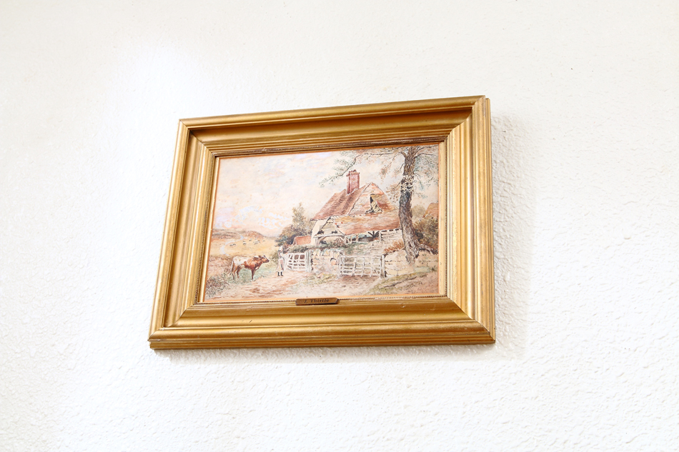 Cattle & Figure by a Rural Cottage / Water Colour 