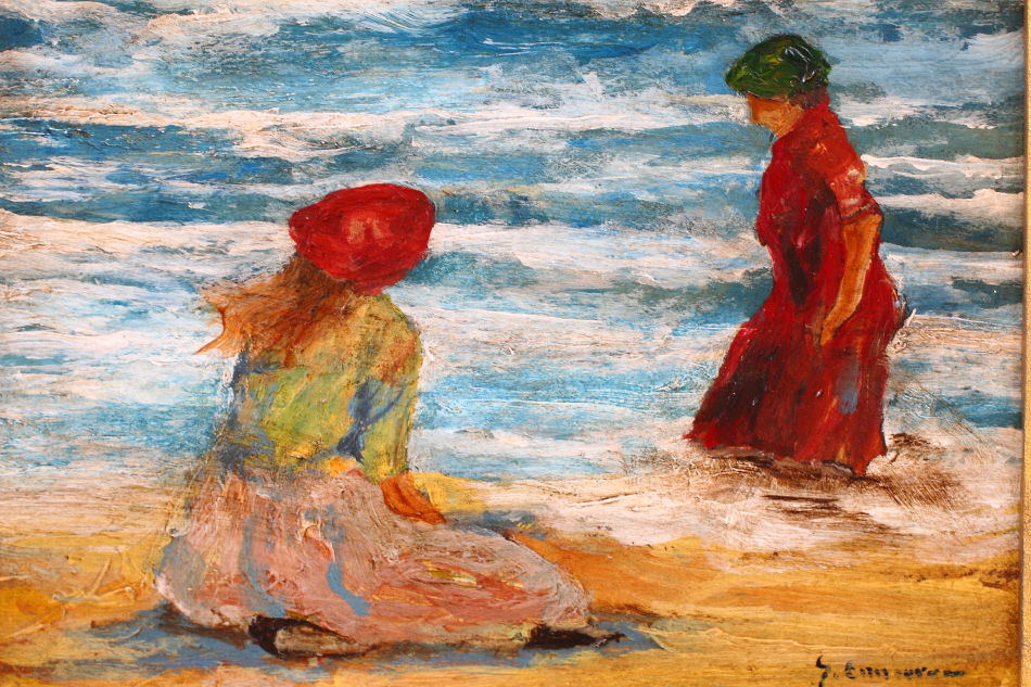 Figures on a Beach / Oil Painting