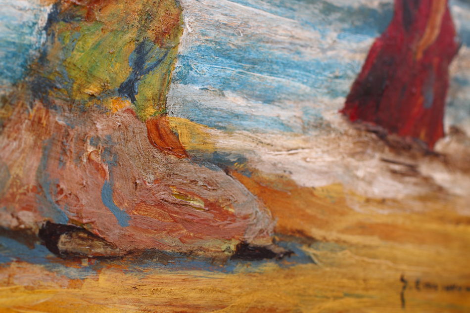 Figures on a Beach / Oil Painting
