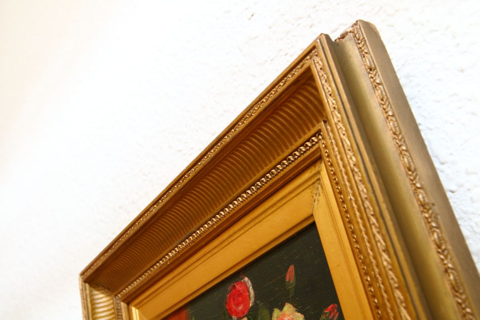 Still life with Roses in a Glass Vase/Oil Painting