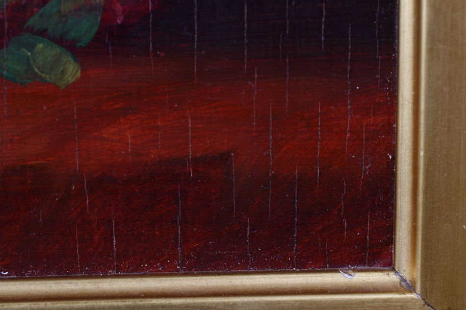 Still life with Roses in a Glass Vase/Oil Painting