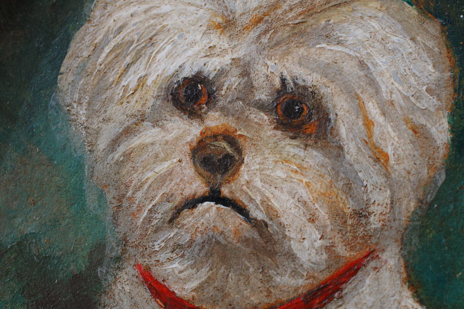 Portrait of a Maltese Terrier / Oil Painting