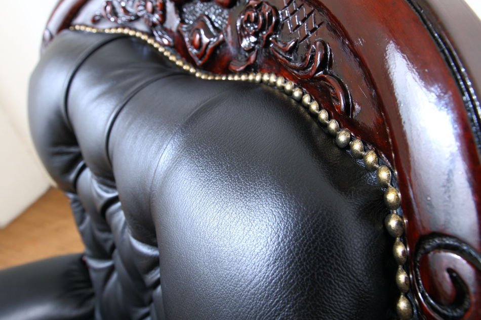 ルイ15世Louis XVスタイル スーパークオリティ ブラックレザージェントルマンズチェア